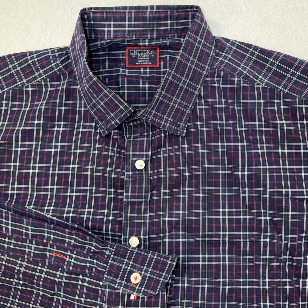 Untuckit Perdera 40340 Men Regular Fit Tatterersall Plaid Button-Down Shirt, XL